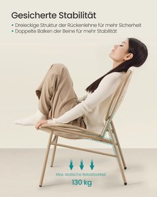 Conjunto de móveis de Jardim com mesa e 2 cadeiras castanho camel