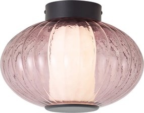 Plafon de design preto 28cm com vidro roxo incl. LED regulável em 3 níveis - Margherite