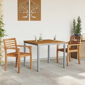 Mesa de Jardim 90 x 90 x 75 cm em Madeira Acácia e Metal