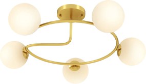 Candeeiro de teto moderno, candeeiro de teto com 5 luzes com casquilho G9, montagem semi-embutida, dourado e branco