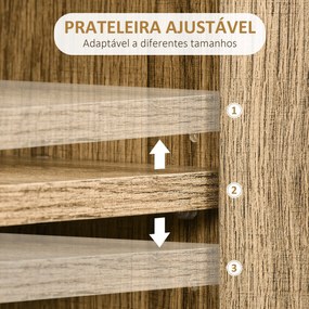Cómoda com 4 Gavetas Gaveteiro de Madeira com Porta Prateleira Ajustável e Pés de Metal para Sala de Estar Dormitório Cozinha 79x39x86cm Castanho