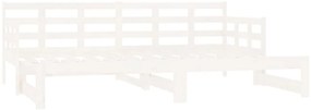 Estrutura sofá-cama de puxar pinho maciço branco 2x(90x190) cm