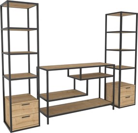 Unidade de TV Robbins – Preto Carvalho – 198 cm x 39 cm x 160 cm
