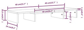 Suporte para Monitor em Madeira de Pinho de 80 cm - Castanho Mel