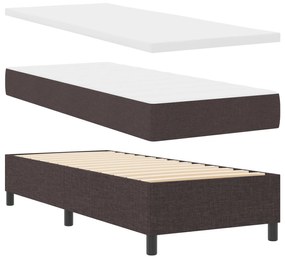 Cama Box Spring vidaXL com Colchão e LED Marrom Escuro 90x190 cm Tecid