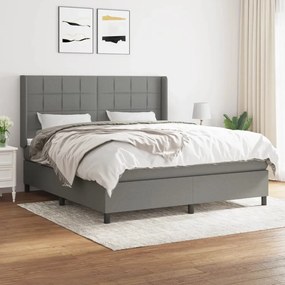 vidaXL Cama com molas/colchão 160x200 cm tecido cinzento-escuro