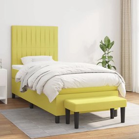 vidaXL Cama com molas/colchão 80x200 cm tecido verde-claro