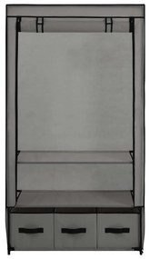 Roupeiro 87x49x159 cm tecido cinzento