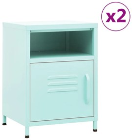 vidaXL Mesas de cabeceira 2 pcs 35x35x51 cm aço cor menta
