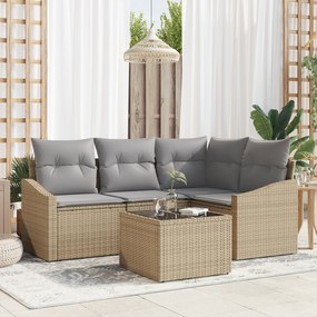 Conjunto de Jantar de Jardim com 5 Peças e Almofadas em Rattan Sintéti