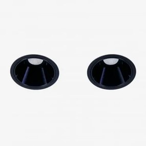 Pack De 2 Downlights Led Embutidos Com Molduras Redondas Ø5 Cm Para Exterior Em Alumínio Luisiana Preto & 3 W & 38º & Branco Frio 4000k - Sklum