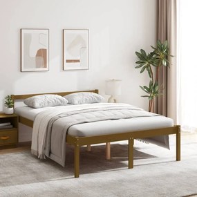 vidaXL Cama para idosos 140x200 cm pinho maciço castanho mel
