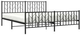 Estrutura de cama com cabeceira e pés 183x213 cm metal preto