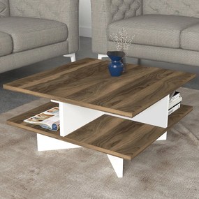 Mesa de Centro Hamton – Nogueira e Branco (60 x 31,2 x 60 cm) | Estilo