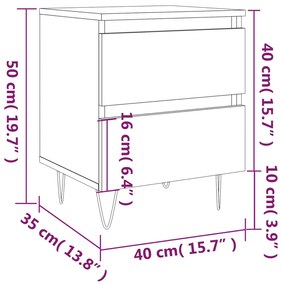 Mesa de cabeceira 40x35x50cm derivados madeira cinzento cimento