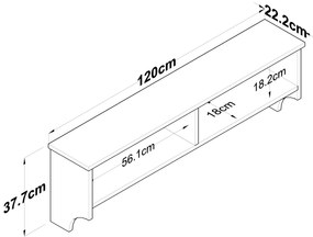 Cabide de Entrada P2 – Branco e Nogueira – 120x37,2x22,2 cm