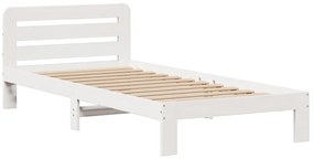 Cama com estante sem colchão 75x190 cm pinho maciço branco