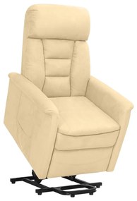 vidaXL Poltrona reclinável elevatória camurça artificial cor creme