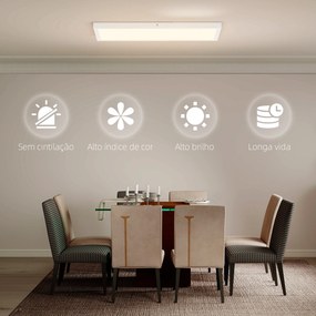 Conjunto de 4 Candeeiros de Teto Cor Regulável com Interruptor DIP e de Parede 3000K/4000K/6000K 60x30x3,7 cm Branco