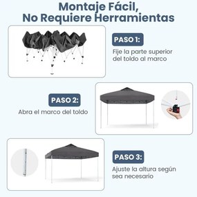 Tenda dobrável 295 x 295 cm para jardim, feiras, eventos com bolsa de transporte teto ventilado Cinzento