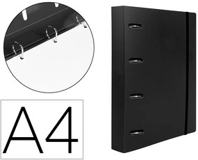 Carpeta Con Recarga Y Solapa A4 Cuadro 5mm 100 Folhas 80g Polipropileno 4 Anillas 40mm Negro Opaco