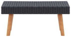 2 pcs conjunto lounge de jardim c/ almofadões vime PE preto