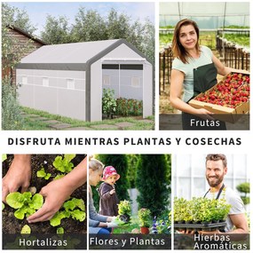 Estufa Jardim com 2 portas e 6 janelas enrolaveis 600x300x280 cm Branc
