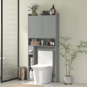 Móvel de casa de banho para colocar sobre o lavatório 80 x 19,5 x 170 cm ou a máquina de lavar roupa, 2 portas, 3 compartimentos, suporte para papel h
