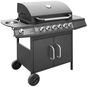 Grelhador/barbecue a gás 6+1 queimadores preto