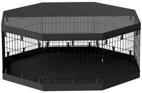 PawHut Parque para cães cercado interno 8 painéis dobráveis moduláveis com porta para filhotes aço 61x61 cm preto | Aosom Portugal