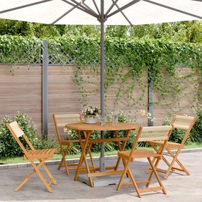 vidaXL 5 pcs conj. jantar p/ jardim polipropileno/madeira maciça bege