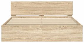 Estrutura de cama com cabeceira 140x190 cm carvalho sonoma