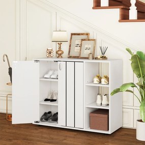 Sapateira com portas para sapatos 80 x 31 x 64,5 cm de 3 níveis com prateleiras ajustáveis madeira independente Branco