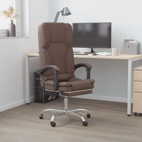vidaXL Cadeira escritório massagens reclinável couro artif. castanho