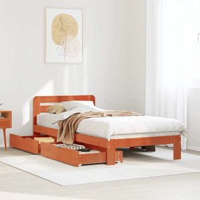 vidaXL Cama sem colchão 90x200 cm pinho maciço castanho-mel