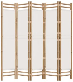 Divisória/biombo com 5 painéis dobráveis 200 cm bambu e lona