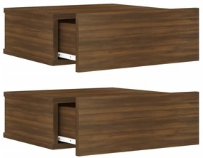 Mesas cabeceira susp. 2pcs 40x30x15 cm cor carvalho castanho