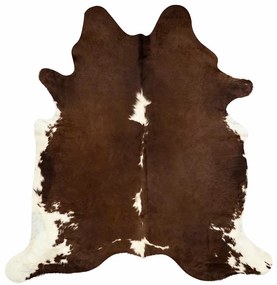 Tapete em pele de vaca genuína 150x170 cm castanho e branco
