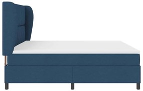 Cama com Estrado e Colchão - Azul, 200x200 cm, Tecido