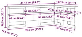 Cabeceira de armazenamento Cinzento cimento 120 cm