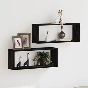 Prateleiras de Parede vidaXL 2 Peças Carvalho Preto 60x15x23 cm Feitas de Madeira Engenharia