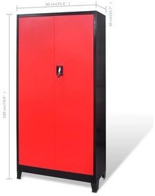 Armário de ferramentas 90x40x180 cm vermelho e preto