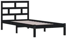 Estrutura de cama 100x200 cm madeira de pinho maciça preto
