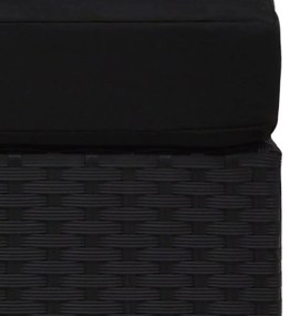 2 pcs conjunto lounge para jardim vime PE preto