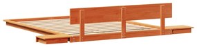 Estrado de Cama com Mesas de Cabeceira Castanho Encerado 140x200cm Mad