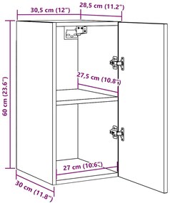 Móveis de TV 2 pcs 30,5x30x60 cm madeira cor carvalho castanho