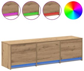 Gabinete de TV com LED Carvalho Artesanal 140x34x40 cm Madeira Derivad