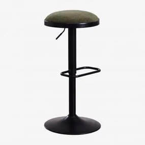 Banqueta Alta Ajustável Igarasi Em Metal E Tecido Preto - Verde Exército - Sklum