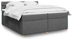 Cama com molas/colchão 200x200 cm tecido cinzento-escuro