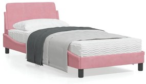 vidaXL Estrutura cama c/ cabeceira sem colchão 80x200 cm veludo rosa